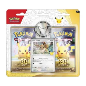 POKEMON TCG 30 ANIVERSARIO BLISTER 2 PACKS EEVEE Y MONEDA